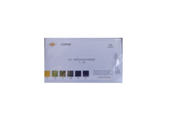 PAPEL INDICADOR DE PH
As informaes aqui fornecidas refletem o  conhecimento atual sobre este produto. Todavia, no assumimos nenhuma responsabilidade pr sua utilizao pr parte dos usurios de produtos qumicos .
A  garantia da qualidade  dada de acordo com nossas condies de venda.
Para manuseio de produtos qumicos ,  obrigatrio o uso de EPIs (Equipamentos de Proteo Individual de Segurana).Use Luvas, culos , Mascara , etc...